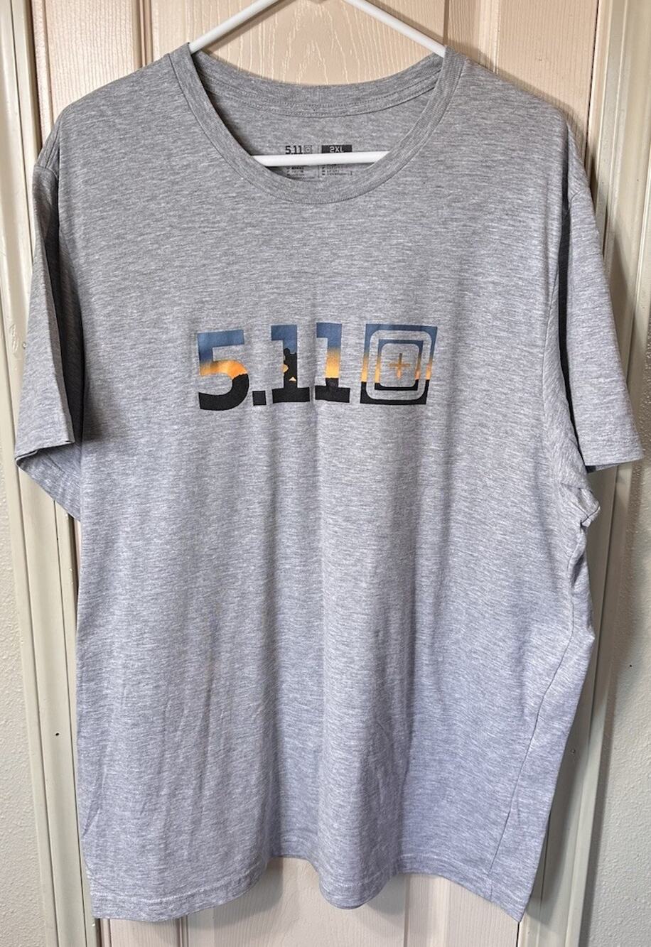 5.11 Tactical Mens 2XL Gray Graphic Short Sleeve T-Shirt Military Range Police
